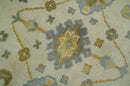 6x9 Hand Knotted Ivory, Gray and Mustard Traditional Oriental Oushak wool rug