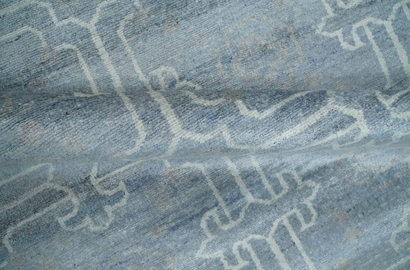 6x9 Hand Woven Silver, Charcoal and Ivory Low pile wool area Rug