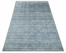 6x9 Hand Woven Silver, Charcoal and Ivory Low pile wool area Rug