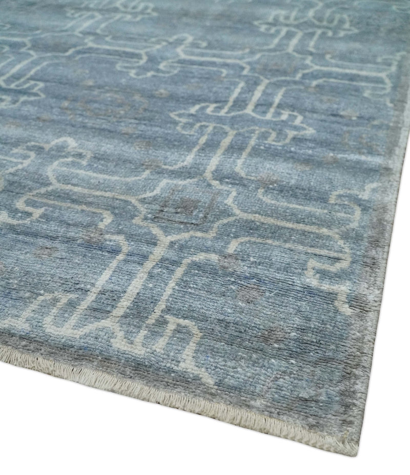 6x9 Hand Woven Silver, Charcoal and Ivory Low pile wool area Rug