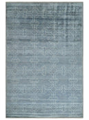 6x9 Hand Woven Silver, Charcoal and Ivory Low pile wool area Rug