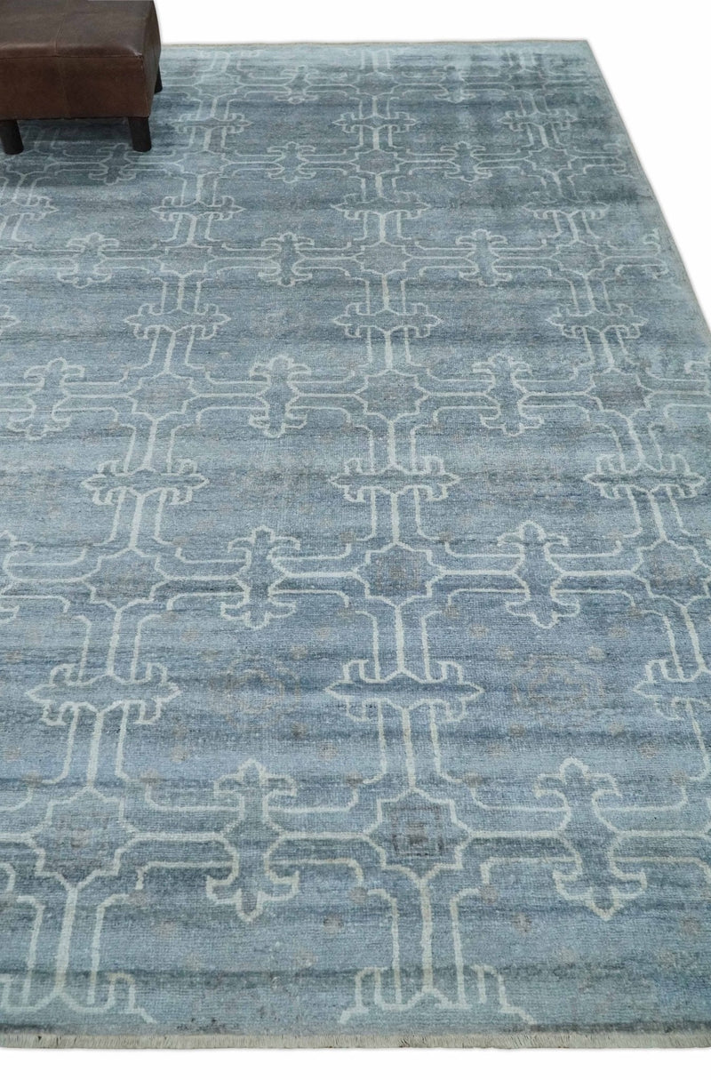 6x9 Hand Woven Silver, Charcoal and Ivory Low pile wool area Rug