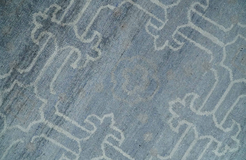 6x9 Hand Woven Silver, Charcoal and Ivory Low pile wool area Rug