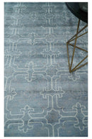 6x9 Hand Woven Silver, Charcoal and Ivory Low pile wool area Rug