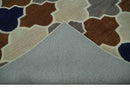 6x9 Ivory, Blue, Brown and Silver Ikat Pattern Hand Tufted Wool Area Rug by The Rug Decor