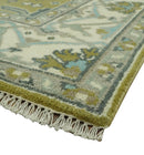 6x9 Olive and Ivory Hand Knotted Traditional Oriental Oushak wool area rug