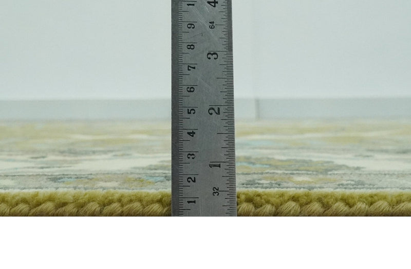 6x9 Olive and Ivory Hand Knotted Traditional Oriental Oushak wool area rug