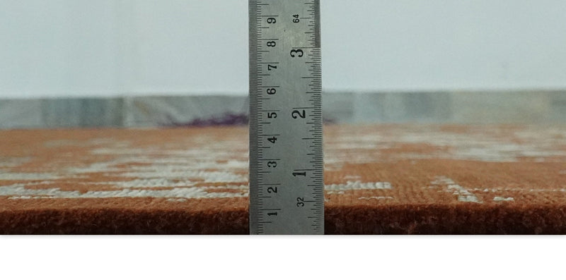 6x9 Rust, Silver and Gray Traditional ikat design Hand loom wool and Viscose Area Rug