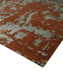 6x9 Rust, Silver and Gray Traditional ikat design Hand loom wool and Viscose Area Rug