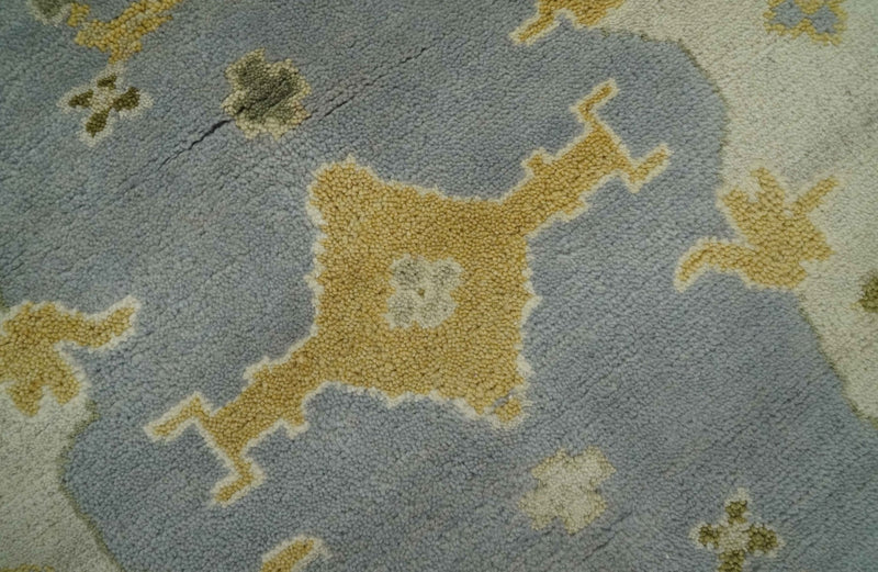 6x9 Taupe, Beige and Mustard Hand Knotted Traditional Oriental Oushak wool area rug