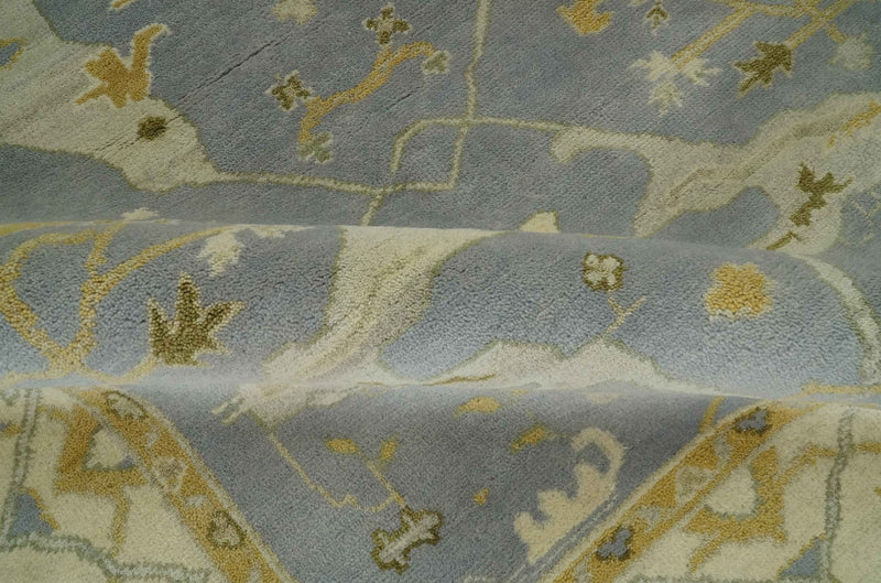 6x9 Taupe, Beige and Mustard Hand Knotted Traditional Oriental Oushak wool area rug