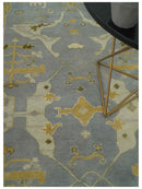 6x9 Taupe, Beige and Mustard Hand Knotted Traditional Oriental Oushak wool area rug