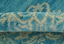 Custom Made Traditional Turkish Design Blue Hand Knotted Wool Area Rug