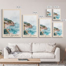Cala Salada, Spain Watercolor Beach Print, Vacation Gift, Spain Wall Art, Framed Canvas Print, Framed Beach Painting