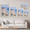 Praia da Amália, Portugal Watercolor Beach Print, Vacation Gift, Portugal Wall Art, Framed Canvas Print, Framed Beach Painting