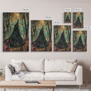 Halloween Witch in Dark Forest, Framed Canvas Print, Wall Art, Living Room Decor, Spooky, Witch Art, Original Painting, Home Decor