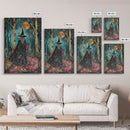 Halloween Wizard in Forest, Framed Canvas Print, Wall Art, Home Decor, Spooky Artwork, Magic Decor, Halloween Decor Painting, Holiday Decor