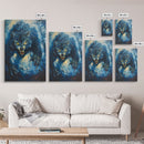 Ferocious Werewolf Growling in Forest | Halloween Wall Art | Spooky Home Decor | Creepy Werewolf Howling Painting | Framed Canvas Print