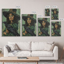 Raven Witch in Green Dress - Halloween Wall Art - Spooky Home Decor - Witch and Raven Painting - Gothic Halloween Decoration