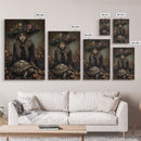 Mystical Witch with Deer in Enchanted Forest - Halloween Art Framed Canvas Print, Spooky Home Wall Decor