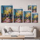 Colorful Haunted Cemetary, Springtime Halloween Mashup, Spooky Season Vibes, Framed Canvas Print, Haunted Graveyard