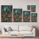 Haunted Graveyard with Flowers Framed Canvas Print, Wall Art, Halloween Cemetery Art, Spooky Home Decor, Ghostly Garden Painting