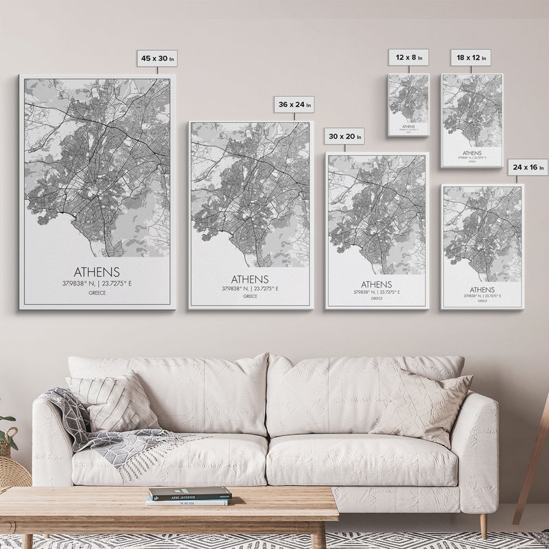 Athens Street Map, Greece Map, Travel Wall Art, Friendship Gift, Bedroom Art, Minimalist Art, Wall Art, Canvas Print, Canvas Wall Art