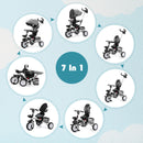 7-in-1 Detachable Baby Stroller with Canopy and Safety Harness