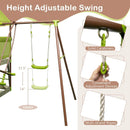 7-in-1 Kids Outdoor Metal Playset with Wave Slide and Climbing Rope-Green by LJGDeals