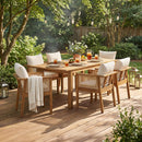 Alora 7-Piece Acacia Wood Outdoor Dining Set With Cushions And Table (SAK14657) by SAKSBY WHOLESALE
