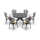 Alora 7-Piece Cast Aluminum Patio Furniture Set With Black Frame And Off-White Cushions (SAK12948) by SAKSBY WHOLESALE