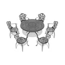 Alora 7-Piece Cast Aluminum Patio Furniture Set With Black Frame And Off-White Cushions (SAK12948) by SAKSBY WHOLESALE