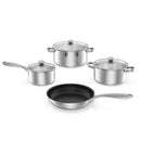 7-Piece Stainless Steel Cookware Set with Tempered Glass Lid-Silver by LJGDeals