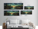 Vah Gogh Inspired Starry Night Farmhouse Painting Framed Canvas Print, Beautiful Minimalist Landscape Painting, Wall Art