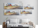Maine watercolor painting Framed Canvas Print, Maine Seaside Print, Lupine Art Print, Maine Art Print, Lupine Painting, Maine landscape art