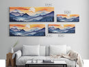 Midcentury Modern Watercolor Painting of a Mountain Sunset, Large Canvas Print, Mountain Artwork, Guest Room Art, Mountain Print, Panoramic