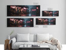 Panoramic Tokyo Streets Wall Art, Framed Canvas Print, Retro Style Japanese Painting, Winter Decor, Panoramic Art, office décor, room décor