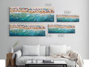Bird's Eye View Of The Beach, Framed Canvas Print, Beach Seascape Oil Painting Print, Pebble Beach, Myrtle Beach Art, Charleston Art