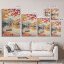 Canoe On A Serene Fall Lake, Framed Canvas Print, Autumn Decor, Fall Wall Art, Fall Poster, Autumn Prints Wall Art