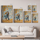 Romantic Fall Couple Framed Canvas Print - 2024 Autumn Love Country Cowboy Art Gift Idea for Fall Home Decor