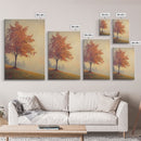 Framed Canvas Print of a Fall Landscape with Vibrant Autumn Tree and Leaves, Seasonal Wall Art, Best Gift Idea, Modern Farmhouse Decor