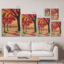 Canvas Print of City Park with Autumn Trees and Path, Seasonal Wall Art, Modern Farmhouse Decor, Best Gift Idea, Fall Cityscape Art