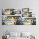 Palm Tree Decorated for Christmas by the Beach, Canvas Print, Tropical Holiday Art, Coastal Christmas Wall Art, Nautical Christmas Decor