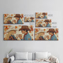 Cowgirl & Cowboy Enjoy Some Hot Chocolate, Art For Couples, Framed Canvas Print, Rustic Farmhouse Home Decor, Wall Art Rustic Decor