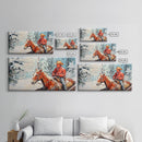 Minimalist Framed Canvas Print of a woman in a pink blouse and cowboy hat, offering modern farmhouse decor art with a hint of rustic charm
