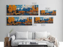 Large Framed Vintage Fall Landscape Wall Art - Oil Painting Print - Living Room Wall Art - Canvas Wall Art - Mountain Painting