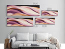 Lavender and Lilac Ocean Waves - MCM Style Modern Art, Retro Abstract Panoramic Print, Wood Framed Art, Modern Home Decor