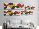 Neutral Abstract Geometric Shapes Pattern Print, Panoramic Wall Art, Extra Wide Minimalist MCM Home Decor
