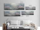 Moody Wild Flowers Under a Cloudy Sky, Panoramic Framed Canvas Print, Nature Decor, Boho Floral Wall Art, Flower Painting Gift For Her