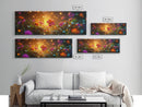 Beautiful 3D Rendered Flower Canvas Print, Wild Flowers In The Morning Dew at Sunset, Panoramic Extra Wide Wall Art